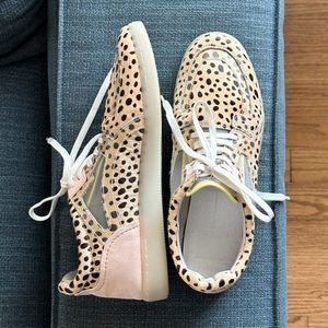 Dolce Vita NEA Tan & Black Spotted Calf Hair Side Mesh Inset Gum Sole Sneakers